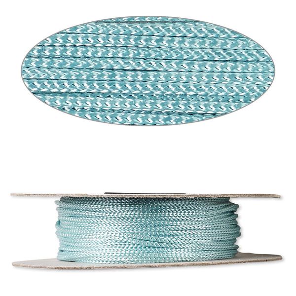 Cord, nylon, turquoise blue, 2mm round. Sold per 100-foot spool. image number 0