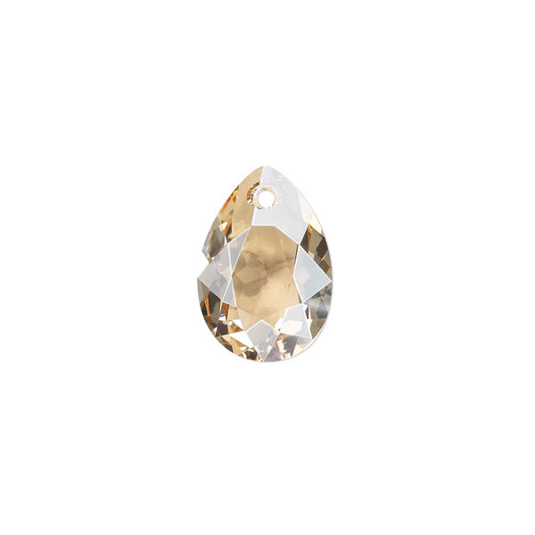 Drop 2pk crystal golden shadow, Crystal Passions® 16x11mm pendant pear cut 6433 image number 0