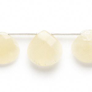 Bead, calcite (waxed), 15x15mm-17x17mm hand-cut top-drilled puffed faceted teardrop, B- grade, Mohs hardness 3. Sold per pkg of 9 beads.