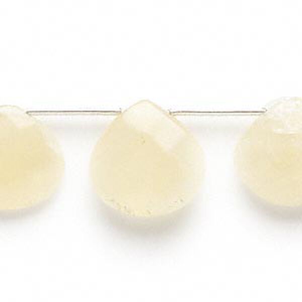 Bead, calcite (waxed), 15x15mm-17x17mm hand-cut top-drilled puffed faceted teardrop, B- grade, Mohs hardness 3. Sold per pkg of 9 beads. image number 0