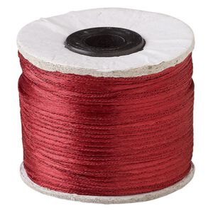 Cord, Satinique™, satin, maroon, 1mm. Sold per 200-foot spool.