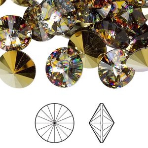 Chaton 2pk crystal peacock eye, Crystal Passions® 12mm rivoli 1122