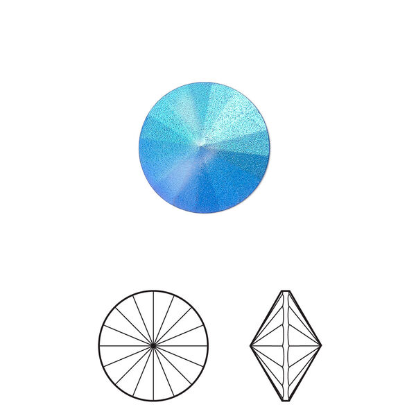 Chaton 2pk sapphire pastel foil back, Crystal Passions® 12mm rivoli 1122 image number 0