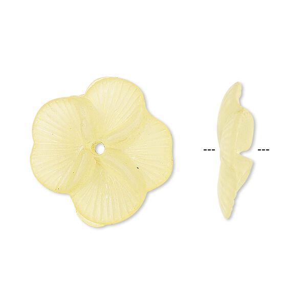 Component, acrylic, translucent frosted yellow, 20x5mm flower. Sold per pkg of 100. image number 0