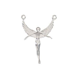 Connector, sterling silver, 25x17mm single-sided goddess. Sold individually.