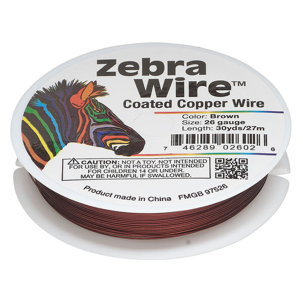 Wire, Zebra Wire&trade; 1pkg1, color-coated copper, enamel ombre brown, round, 26 gauge, 30-yard spool. image number 0