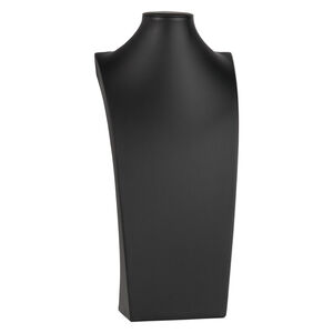 Display, necklace, leatherette, black, 16-3/4 x 8 x 4-1/2 inches. Sold individually.