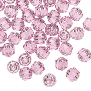 Bead 1pkg60, Czech glass, pink and metallic pink, 6mm round cathedral.