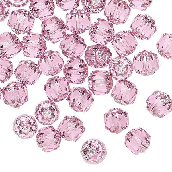 Bead 1pkg60, Czech glass, pink and metallic pink, 6mm round cathedral. image number 0