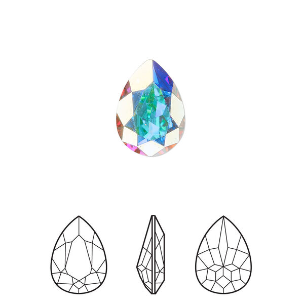 Fancy stone 1pk crystal AB foil back, Crystal Passions® 14x10mm pear 4320 image number 0
