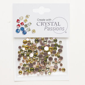 Flat back mix 1pkg144 hyacinth / sun / fuchsia foil back, Crystal Passions&reg; rhinestone 3.00-4.80mm hotfix round SS12 / SS16 / SS20