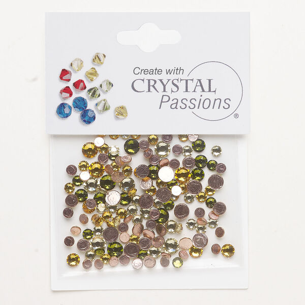 Flat back mix 1pkg144 hyacinth / sun / fuchsia foil back, Crystal Passions&reg; rhinestone 3.00-4.80mm hotfix round SS12 / SS16 / SS20 image number 0