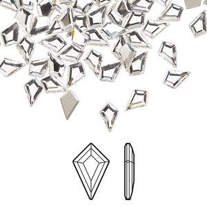 Flat back 288pk crystal foil back, Swarovski® 6.4x4.2mm kite 2771