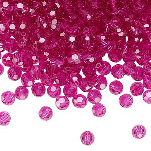 Bead 144pk fuchsia, Preciosa Czech crystal 4mm round