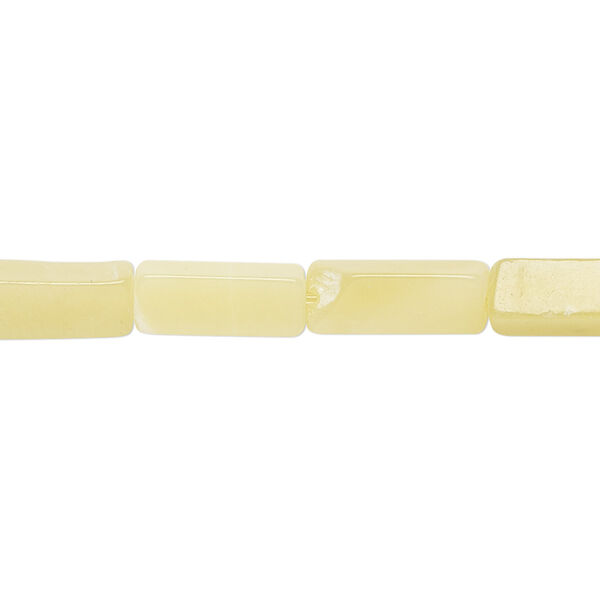 Bead, olive new "jade" (serpentine) (natural), light, 12x4mm-15x5mm square tube, C grade, Mohs hardness 2-1/2 to 6. Sold per 15" to 16" strand. image number 0