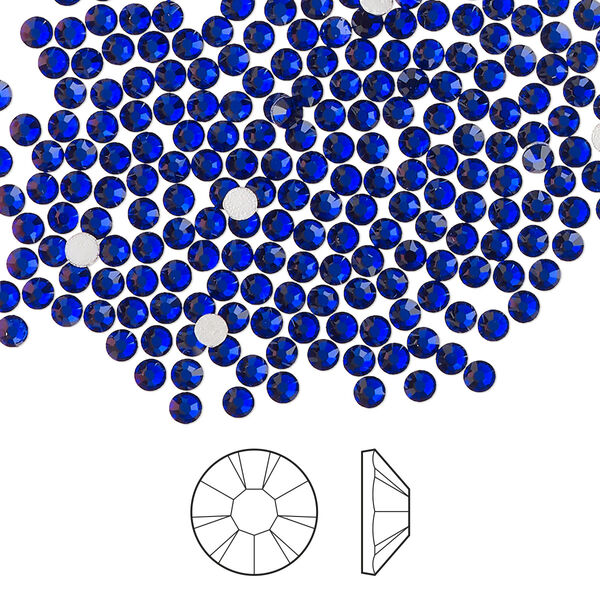 Flat back 144pk cobalt blue foil back, Preciosa MAXIMA Czech crystal hotfix rhinestone 2.3-2.5mm chaton rose round SS8 image number 0