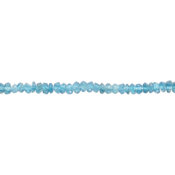 Bead, neon blue apatite (natural), 3x1mm-4x2mm hand-cut faceted saucer, B grade, Mohs hardness 5. Sold per 15-inch strand, approximately 170 beads. image number 0