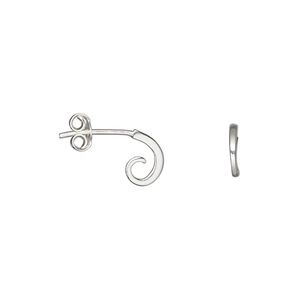 Earstud 1pkg2 sterling silver, 8mm / open loop / earnuts, 20 gauge 1 pair