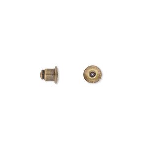 Earnut 1pkg100 antique gold-plated, 5.5x5mm barrel, brass 50 pair
