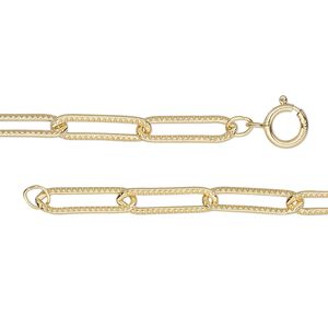 Chain 1pkg1 14Kt gold-filled paperclip, 3.9mm textured / springring clasp, 20 inch