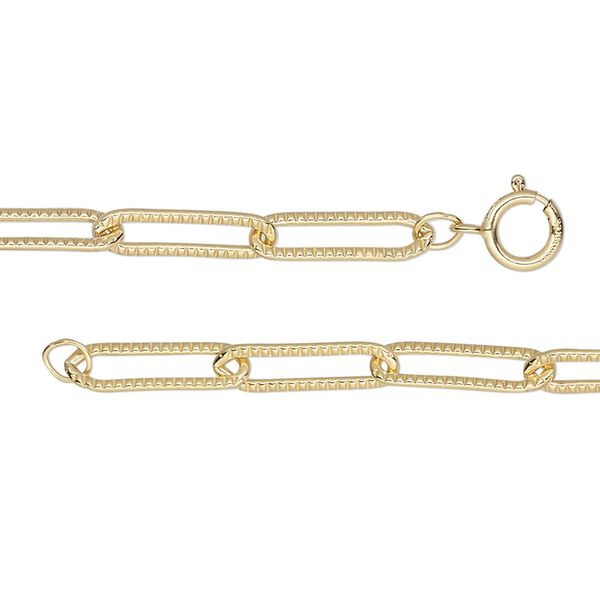 Chain, 14Kt gold-filled, 3.9mm textured paperclip, 20-inches with springing clasp. Sold individually. image number 0
