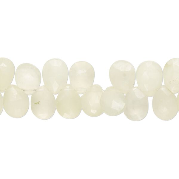 Prehnite 1pkg1, matte hand-cut top-drilled faceted puffed teardrop bead natural 7 inch 8x5mm-9x7mm image number 0