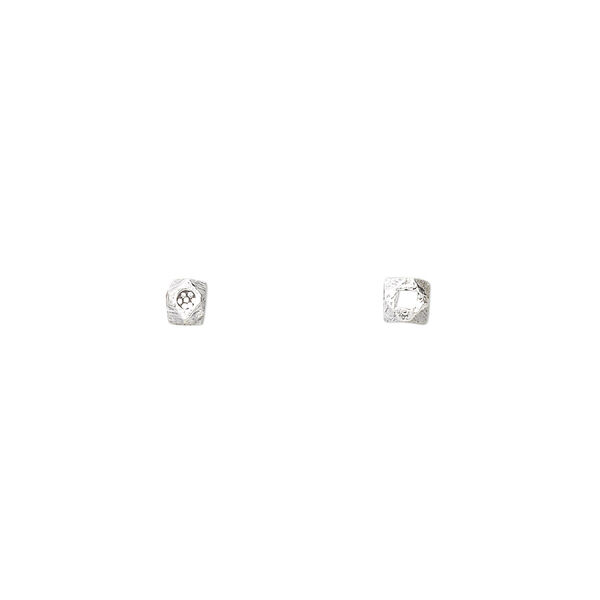 Bead, Hill Tribes, antiqued sterling silver, 3mm faceted cube with dot design. Sold per pkg of 8. image number 0