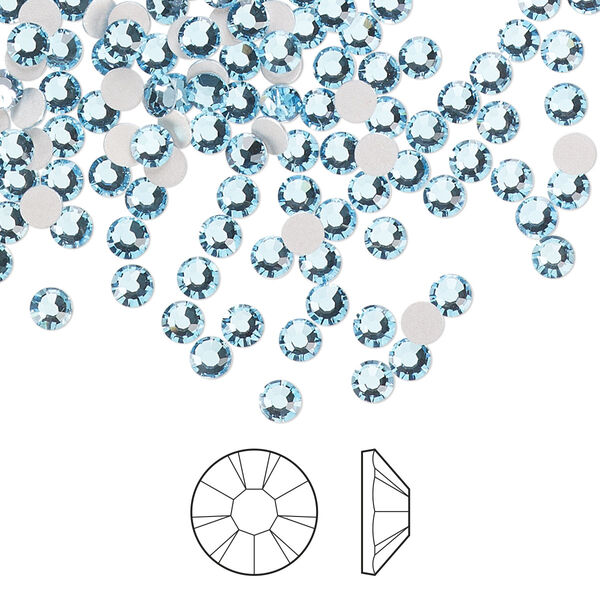 Flat back 144pk aquamarine foil back, Preciosa MAXIMA Czech crystal rhinestone 3-3.2mm chaton rose round SS12 image number 0