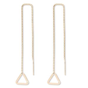 Ear thread, 14Kt gold-filled, 4-1/2 inch chain with 9x9x9mm flat triangle. Sold per pair.