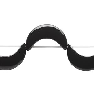 Black onyx 1pkg7, top-drilled moon bead 30x20mm