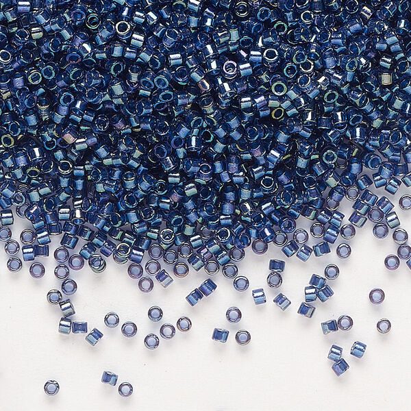 Seed bead, Delica®, glass, pkg/50g, #11 round, translucent night sky-lined luster crystal clear (DB-2386). image number 0