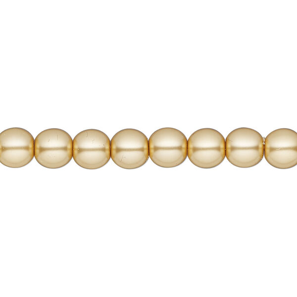 Bead, Czech glass pearl, light gold, 6mm round. Sold per 18-inch strand, approximately 80 beads. image number 0