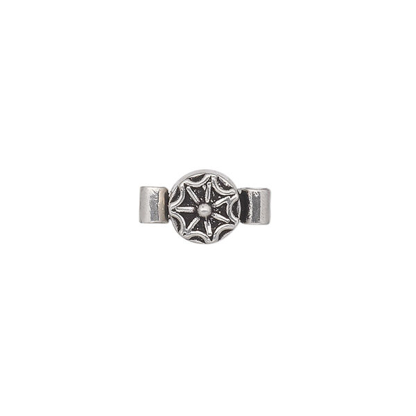 Clasp, magnetic, antiqued sterling silver, 7mm round with star design. Sold individually. image number 0