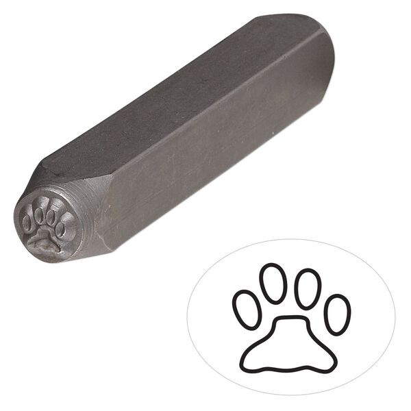 Stamp punch, tempered chrome vanadium steel, 6mm paw print, 2-3/4 x 3/8 inches. Sold individually. image number 0