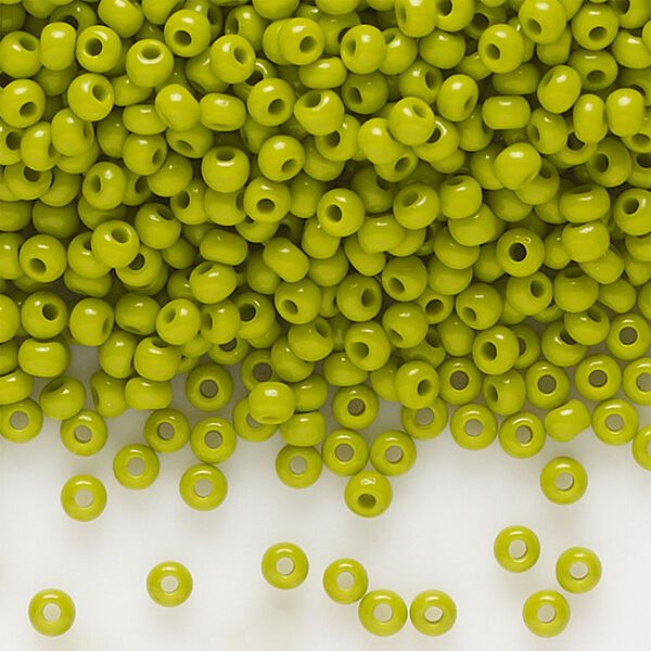 Seed bead, Preciosa Ornela Czech glass, pkg/50g, #11 rocaille, opaque wasabi green, (53430). image number 0
