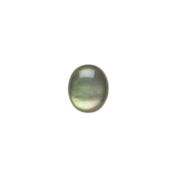 Cabochon, black lip shell (coated), black, 12x10mm calibrated oval, Mohs hardness 3-1/2. Sold per pkg of 2. image number 0