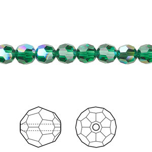 Bead 1pkg12 majestic green shimmer, Crystal Passions®, 6mm faceted round 5000