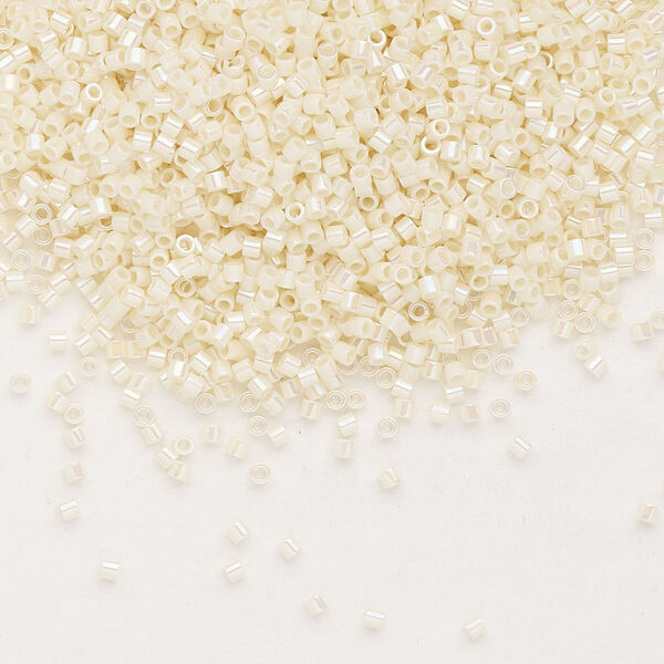 Seed bead, Delica®, glass, pkg/50g, #15 round, opaque rainbow cream (DBS-0157). image number 0