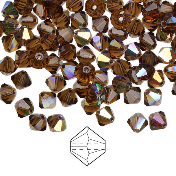 Bead 576pk smoked topaz AB, Preciosa Czech crystal 5mm bicone image number 0