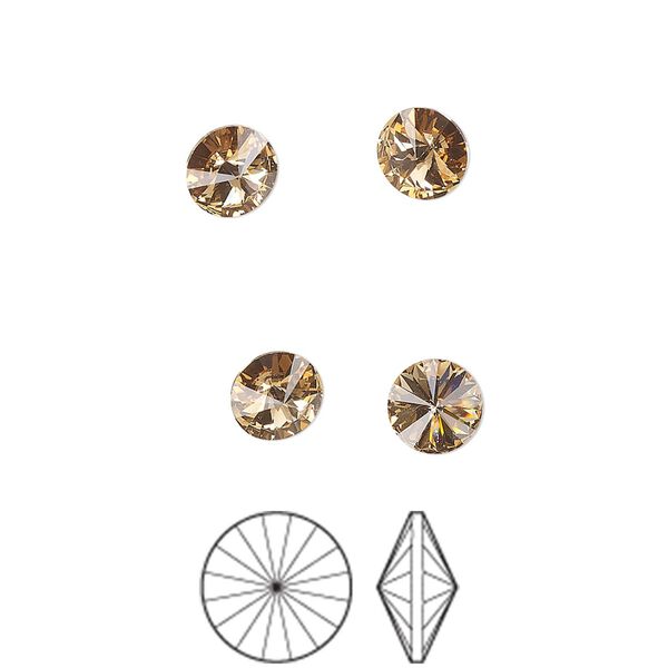 Chaton 12pk light Colorado topaz foil back, Preciosa MAXIMA Czech crystal rhinestone 6.14-6.32mm rivoli SS29 image number 0