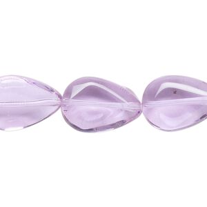 Bead, glass, transparent lavender, 17x12mm puffed teardrop. Sold per 15-1/2" to 16" strand.