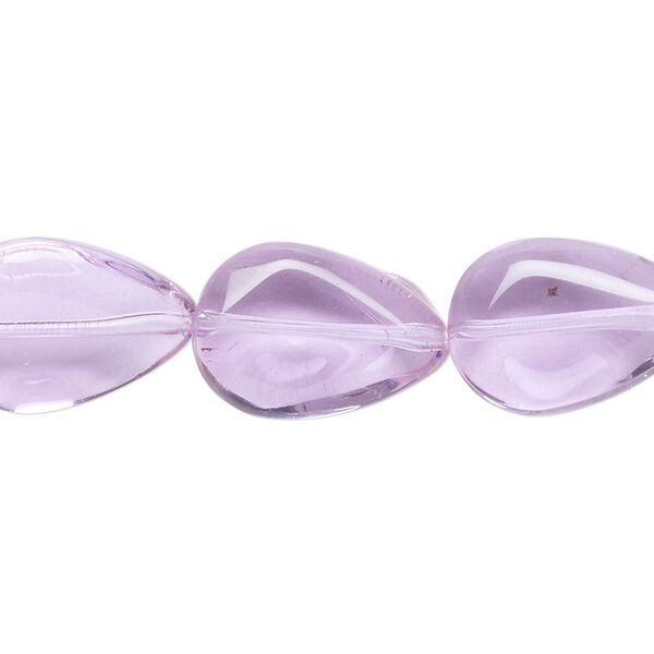 Bead, glass, transparent lavender, 17x12mm puffed teardrop. Sold per 15-1/2" to 16" strand. image number 0
