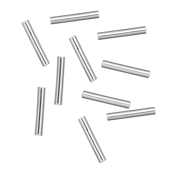 Crimp, sterling silver, 13x2mm cut tube, 1.4mm inside diameter. Sold per pkg of 10. image number 0