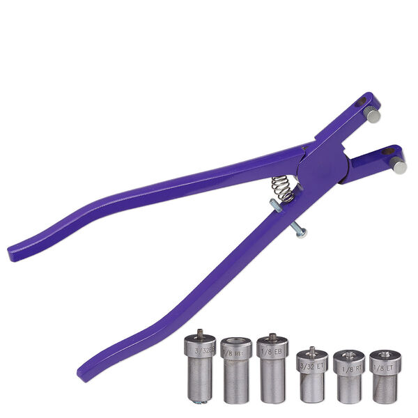 Pliers, eyelet and rivet, steel, purple, 9 inches with 3/4 inch opening. Sold per 7-piece set. image number 0