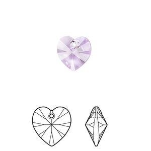 Drop 4pk violet, Crystal Passions® 10mm pendant heart 6228