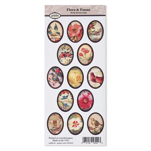Crafting paper, piddix, matte multicolored, 9-3/4 x 4-1/4 inches with (13) 1-1/2 x 1-1/8 inch single-sided oval and "Flora & Fauna" patterns. Sold individually.