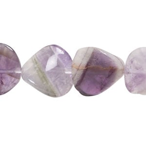 Amethyst 1pkg1, twisted flat round bead natural, 15 inch 16mm