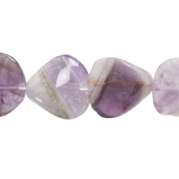 Amethyst 1pkg1, twisted flat round bead natural, 15 inch 16mm image number 0