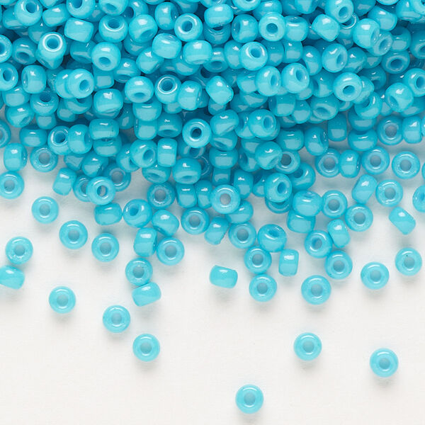 Seed bead, Miyuki, glass, pkg/250g, #8 rocaille, Duracoat® opaque outside dyed underwater blue, (RR-4480). image number 0