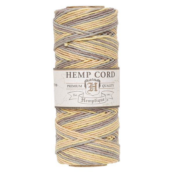 Cord, Hemptique®, polished hemp, variegated harvest, 1mm diameter, 20-pound test. Sold per 205-foot spool. image number 0